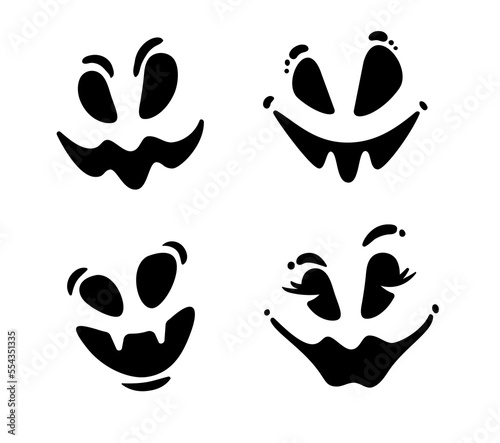 Scary spooky faces for Halloween. Funny PNG