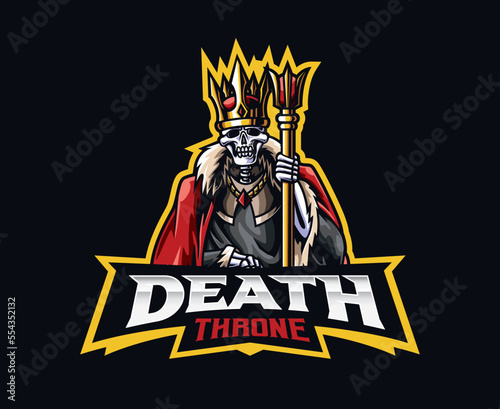 Death king mascot logo design. Skeleton king vector illustration