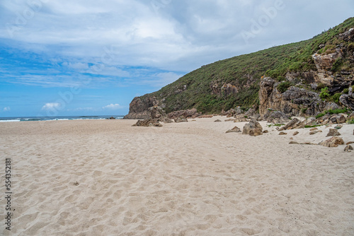 Fototapeta Naklejka Na Ścianę i Meble -  Beach of Praia do Rostro in Galicia, Spain near Finisterre and Way of Saint James. Coast of Death, costa da morte