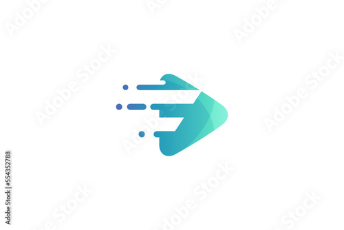 media play logo with fast effect in abstract letter F symbol