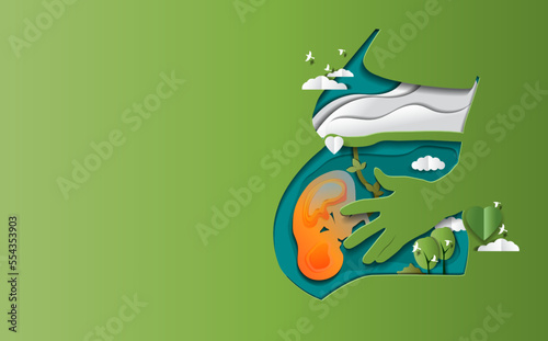fetus in womb 3d paper style design