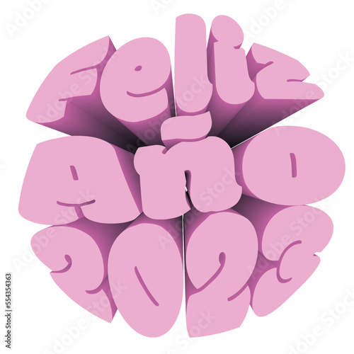 Texto feliz año nuevo 2023 vectorial con efecto 3D