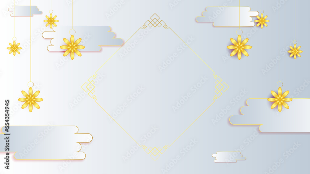 Chinese background vector illustration with white red and gold 3d gradient color
