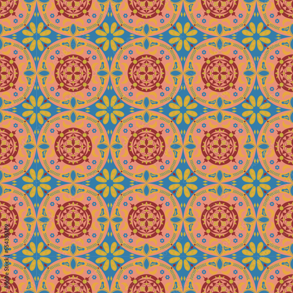 New Year Floral Seamless Pattern Background Garden Nature Damask Aboriginal Ornament Art