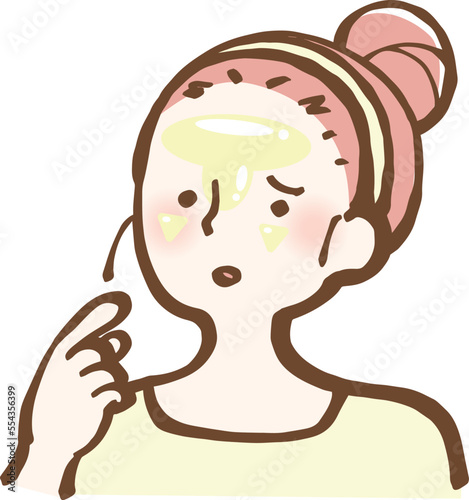 脂性肌の女性　イラスト