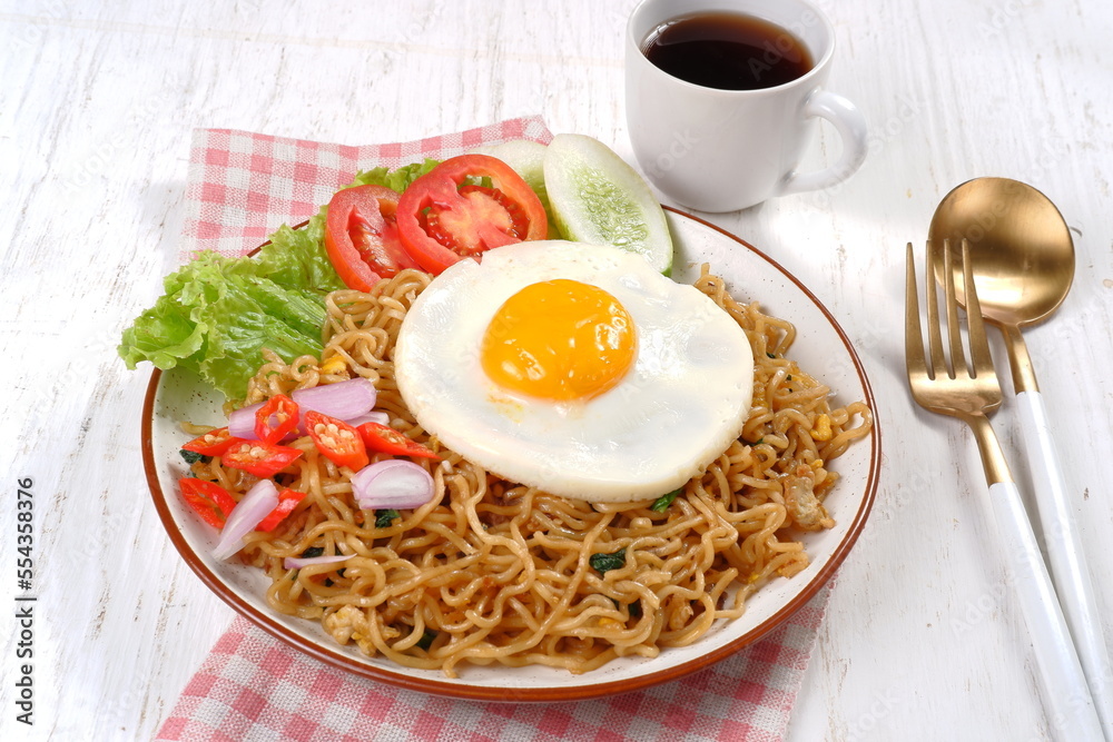 Fried Noodle Indomie Goreng,Served with Sunny Side Egg, Fried Noodle Indomie Goreng,Served with Sunny Side Egg,