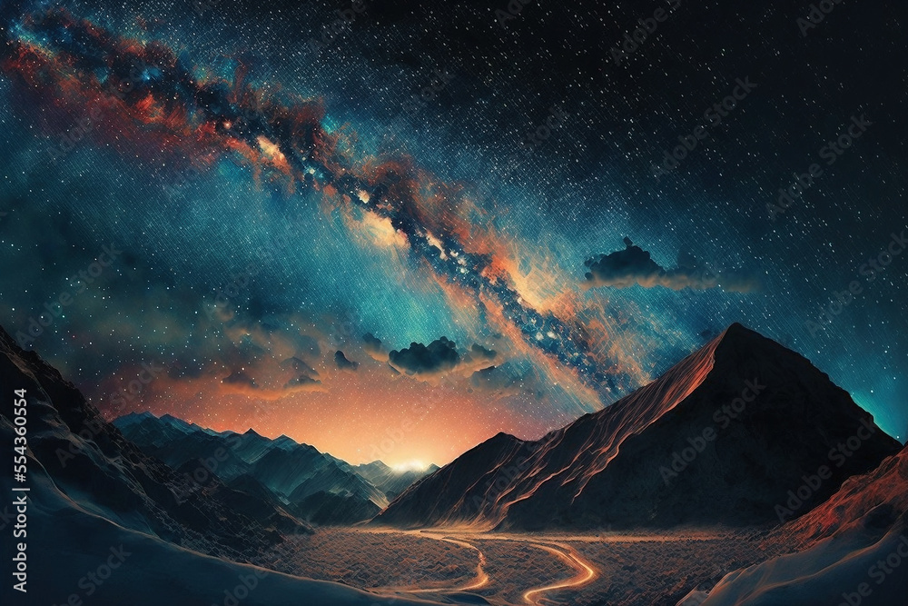 The night sky is a canvas painted with stars and galaxies - Generative AI