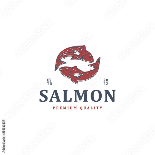 Seafood salmon fish vintage for badge label sticker logo design 4