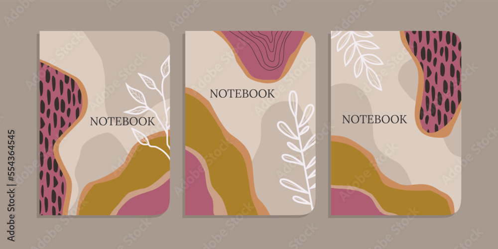 Contemporary abstract universal background cover templates. Minimalist aesthetic. hand drawn leaf ornament design