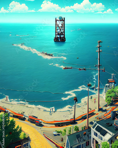 Shallow Sea Water Exploration - Retro Illustration
