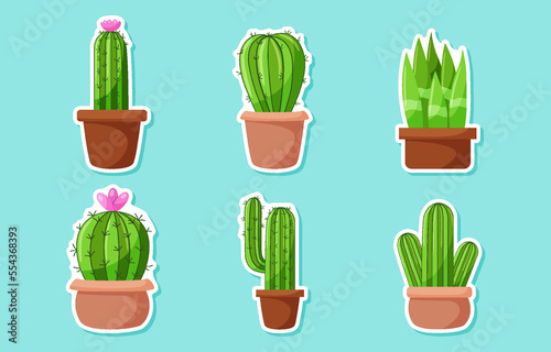 Set of Cactus Sticker for Journal Templates