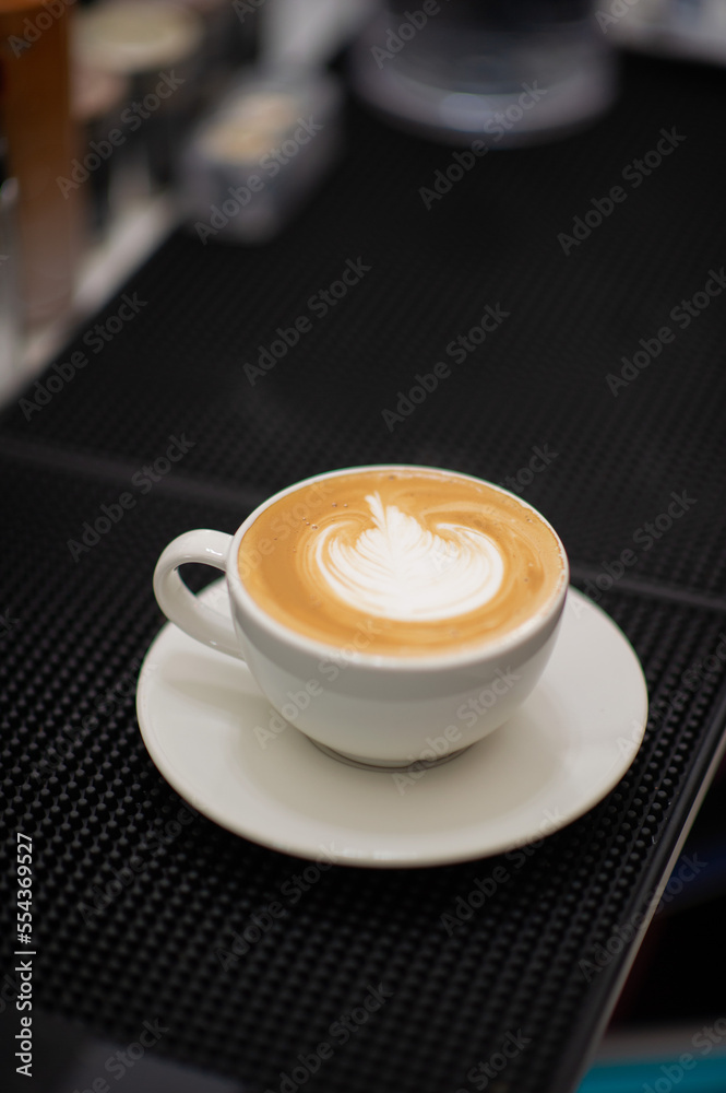 Obraz premium hot latte art coffee on table, relax time