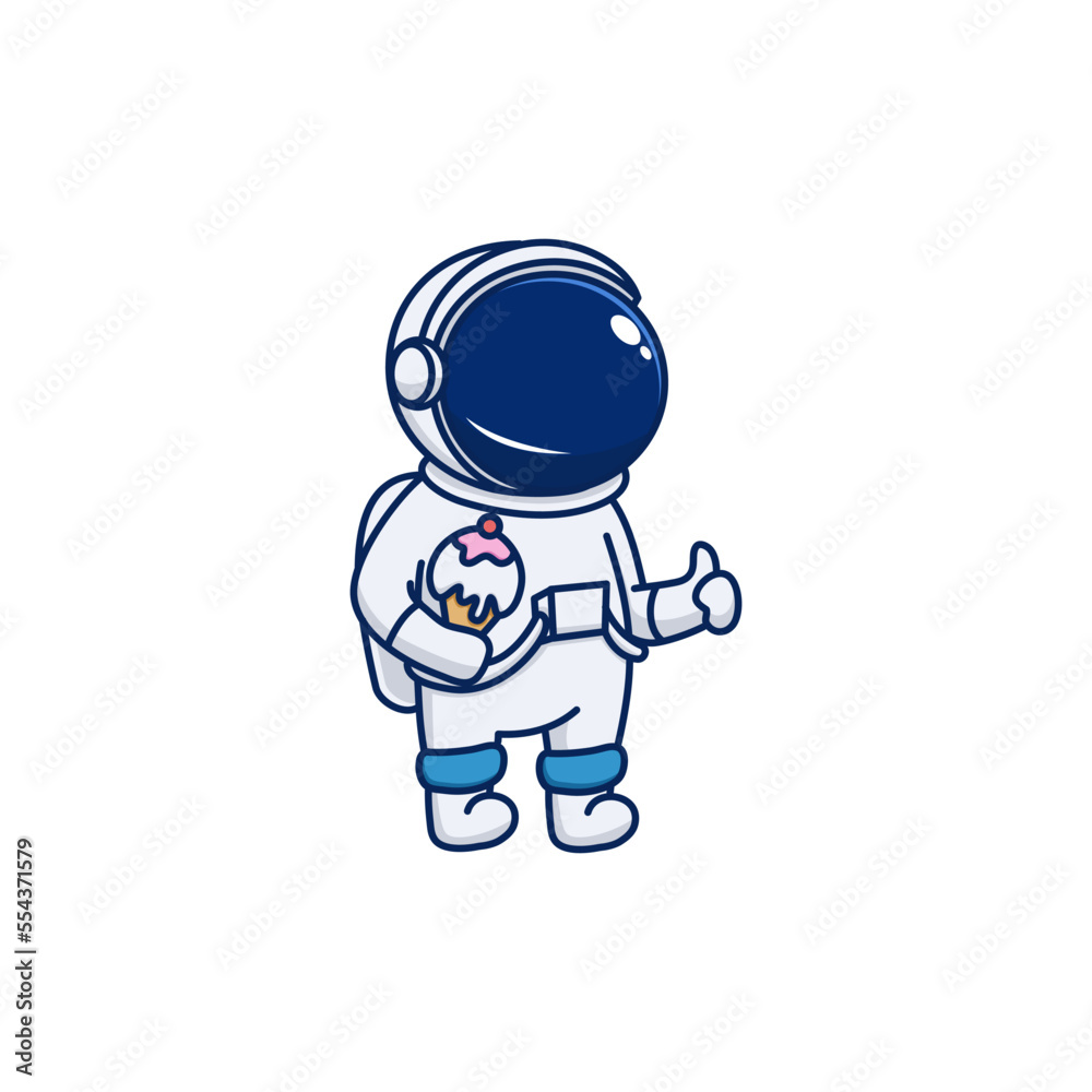 cute astronaut holding ice cream
