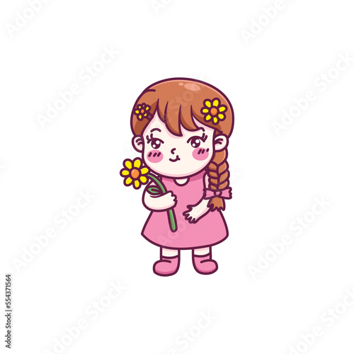 Cute little girl with sun flower
