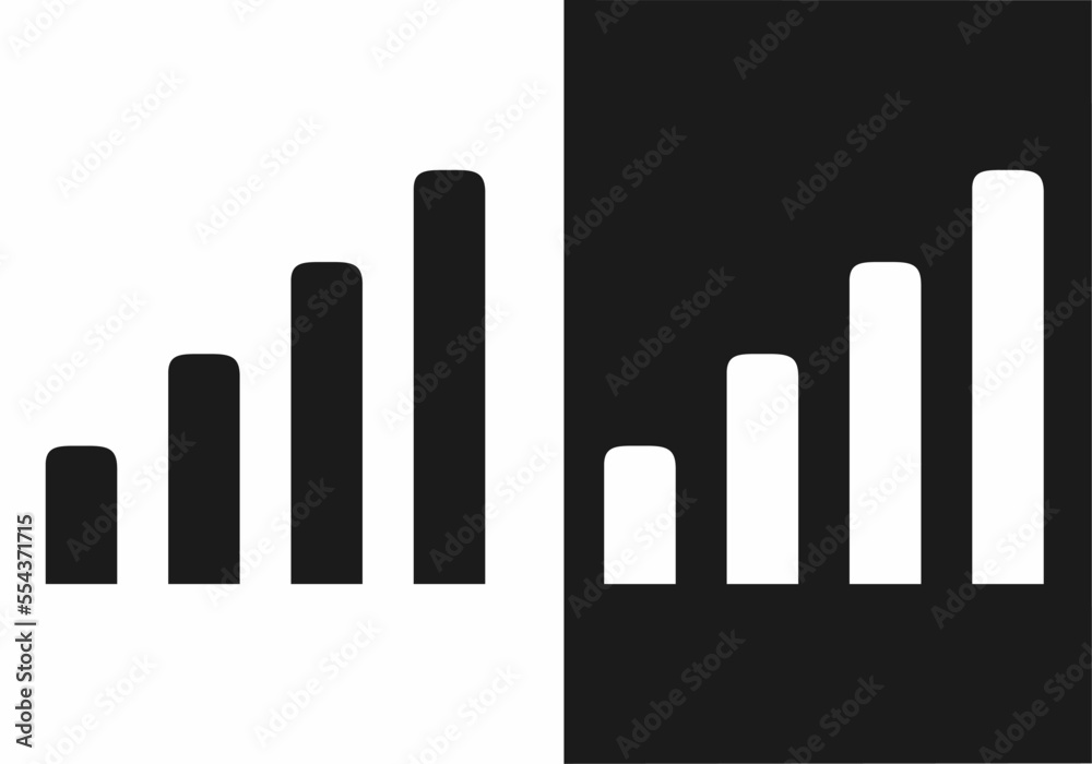 Icon vector of signal colored black and white suitable for notification bar. Sign and symbol.  - obrazy, fototapety, plakaty 