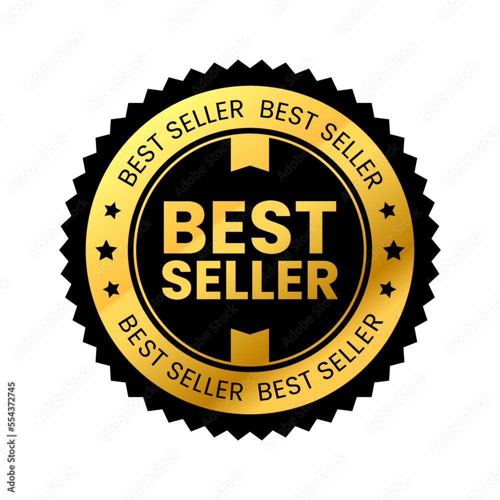 label best seller gold. luxury elegant business icon for product logo  design Stock Vector