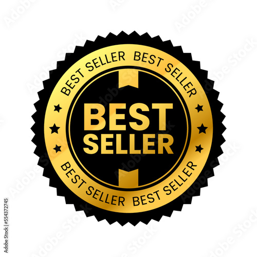 label best seller gold. luxury elegant business icon for product logo design