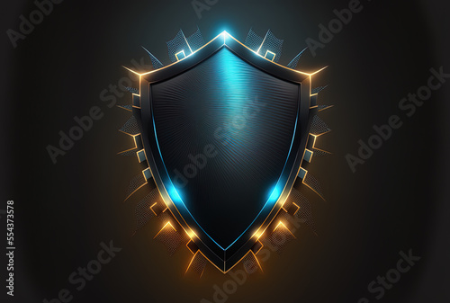 Cybersecurity checkmark and shield logo. Internet security concept; security shield. Generative AI photo
