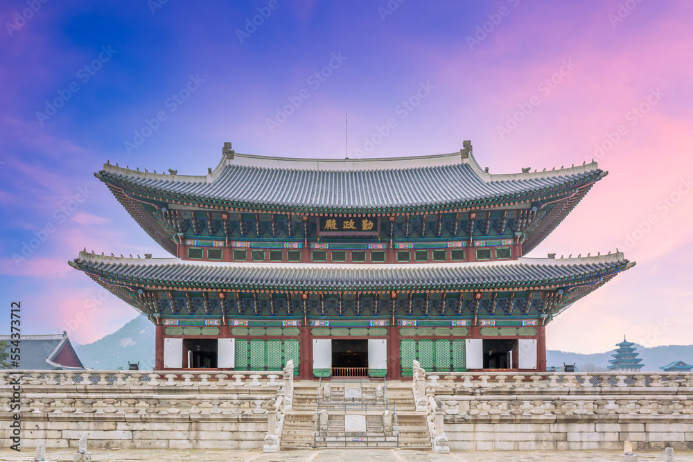 Geunjeongjeon Hall at Gyeongbokgung Palace, Gyeongbok palace in Seoul City, Gyeongbokgung palace landmark of Seoul City, South Korea. Geunjeongjeon Hall at Gyeongbokgung Palace, Gyeongbok palace in Seoul City, Gyeongbokgung palace landmark of Seoul City, South Korea.