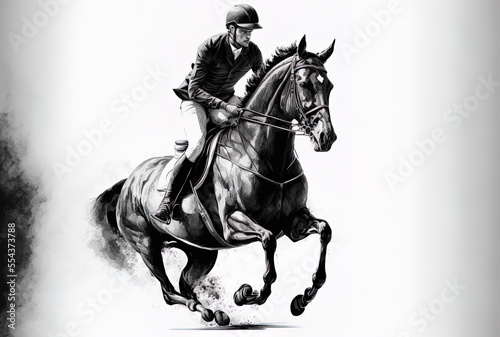 rider riding a horse. Champion. Equine riding. riding sports. horse being ridden by a jockey. Poster. sporting history Isolated Artwork. Generative AI © 2rogan