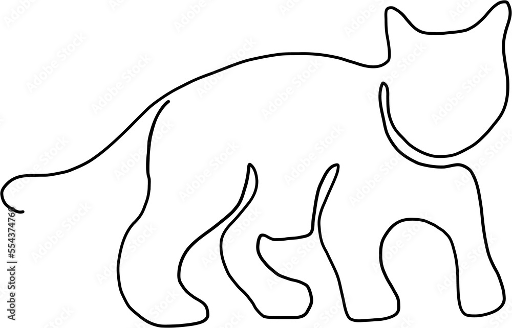 Obraz premium simplicity cat freehand continuous line drawing.