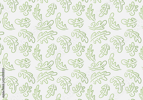 Seamless pattern green leaf cute hand drawing background