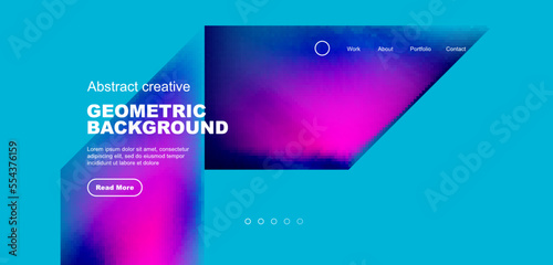 Fluid gradient geometric triangles, abstract landing page background. Minimal shapes composition for wallpaper, banner, background, leaflet, catalog, cover, flyer