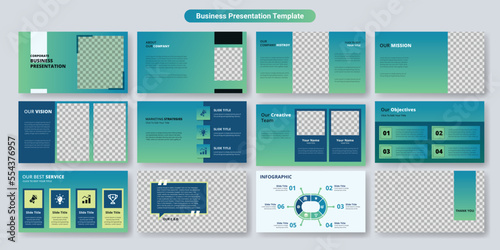 Modern Corporate Business Powerpoint Presentation Template Set. Flat Design Vector Infographic Elements For Presentation Slides, Annual Report, Use For Modern Keynote Presentation Background Design Ve
