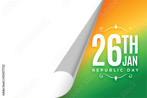 paper curl style indian republic day background with text space