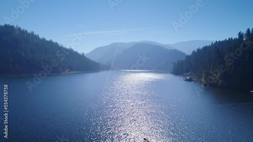 Aerial view of lake Coeur d'Alene in Idaho. Great places fro vacations in lake Coeur d'Alene