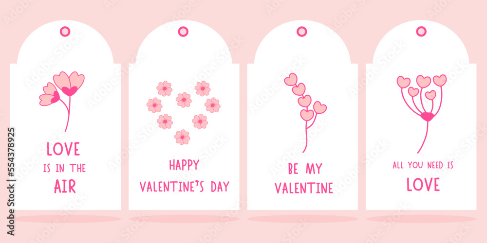 Set of Valentine's day tags for gift boxes, labels, sale shopping labels, banners and more.