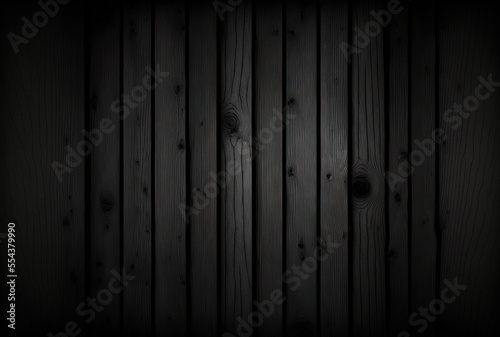 Background made of grainy black wood. Generative AI