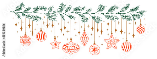 Set Christmas leaves plants hand draw vector. Drawing beautiful creeper leaf, decorative set with leaves and lettering. Vector illustration. 