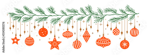 Set Christmas leaves plants hand draw vector. Drawing beautiful creeper leaf, decorative set with leaves and lettering. Vector illustration. 