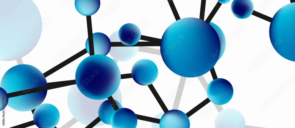 Line points connections geometric landing page background. Fluid circles and spheres with liquid gradients. Vector Illustration For Wallpaper, Banner, Background, Card, Book Illustration, landing page