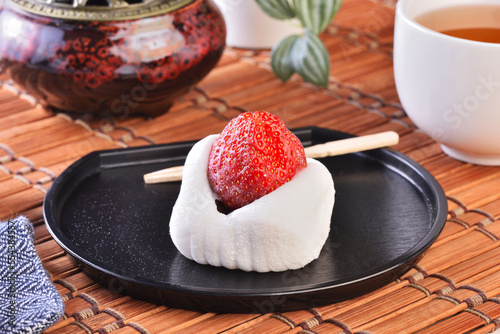 Japanese traditional sweets, Strawberry Daifuku with strawberry photo