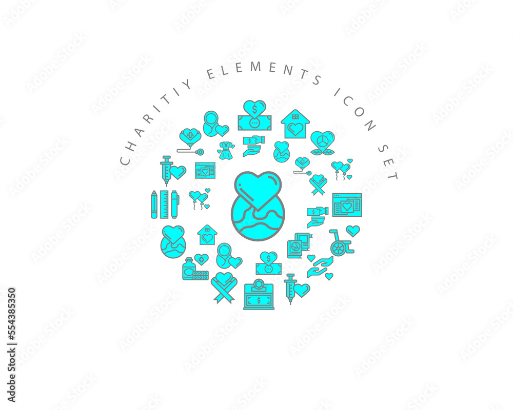 Vector charitiy elements icon set Vector charitiy elements icon set