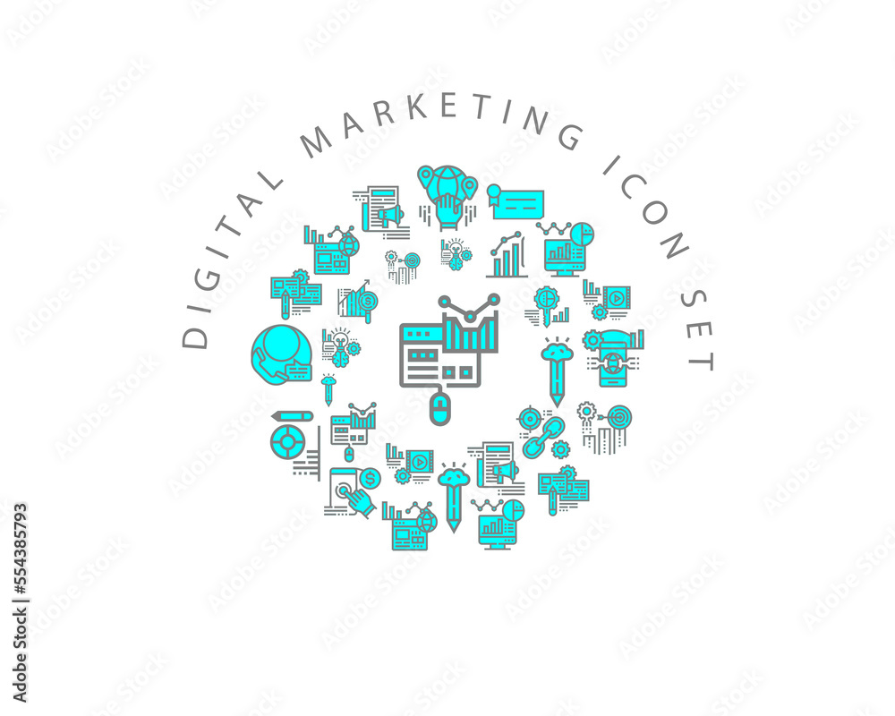 Vector digital marketing icon set Vector digital marketing icon set