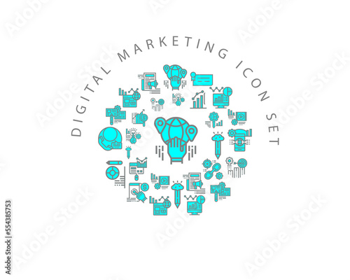 Vector digital marketing icon set © designhill