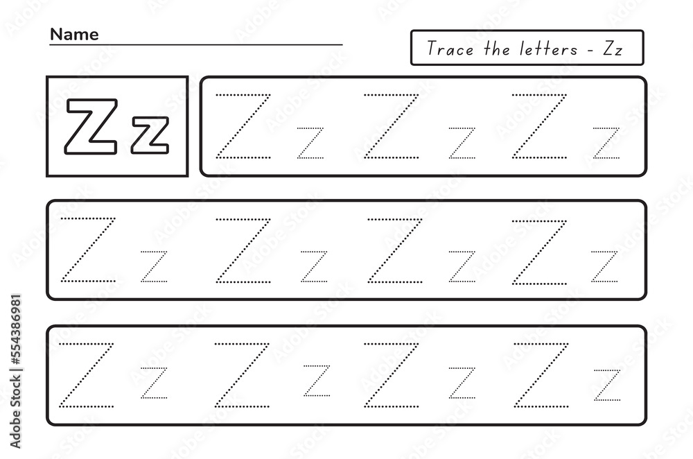 Trace letters z. uppercase and lowercase. Alphabet tracing practice ...