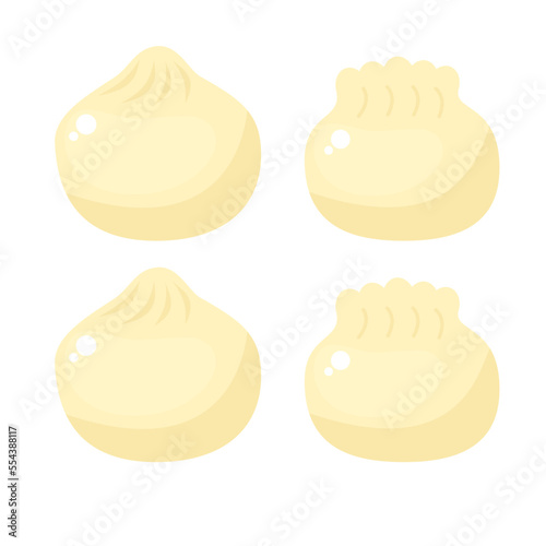 vector illustration of dumplings isolated on a white background. Xiaolongbao set