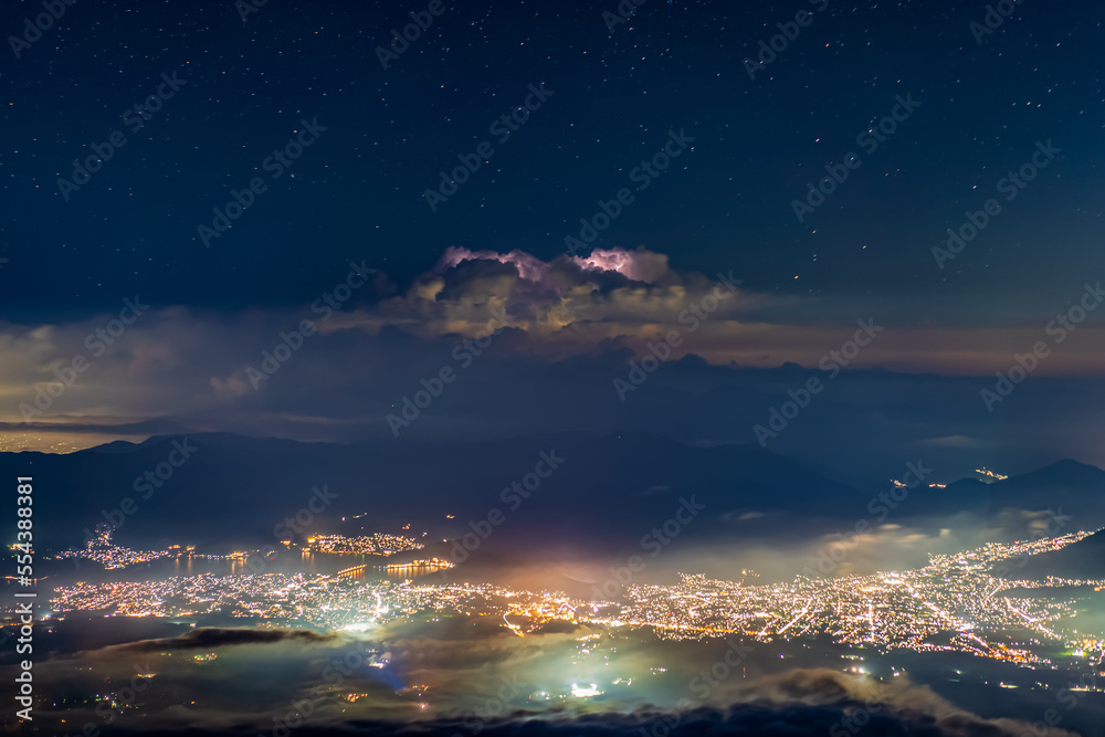 night city view from top of the mountain