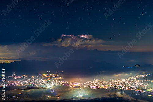 night city view from top of the mountain