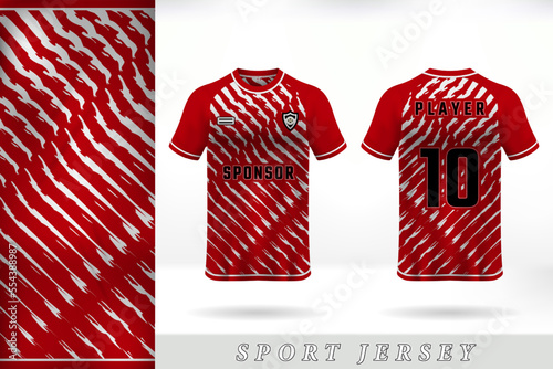 Sport jersey template design in red and white stripes
