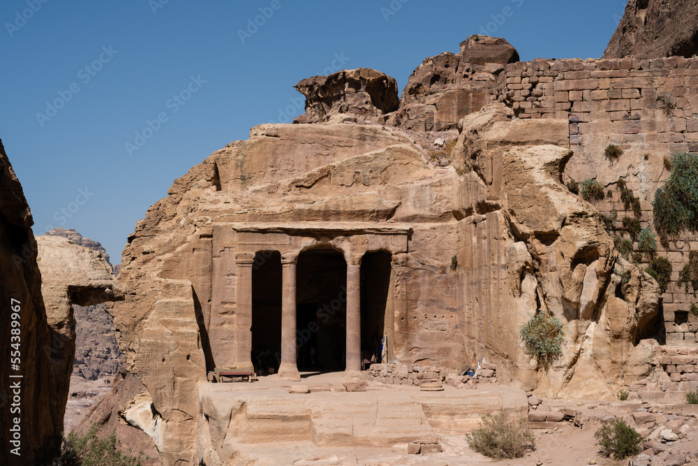 Garden Triclinium Tomb Exterior in Petra Jordan, a Nabataean Grave Facade