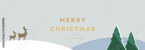 シンプルで可愛いフラットなデザインのクリスマスバナー広告テンプレート　Christmas banner ad template with simple and cute flat design