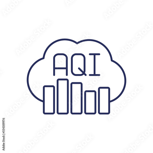 Air quality index, AQI monitoring line icon
