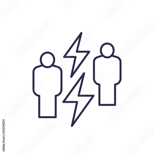 conflict line icon with two people