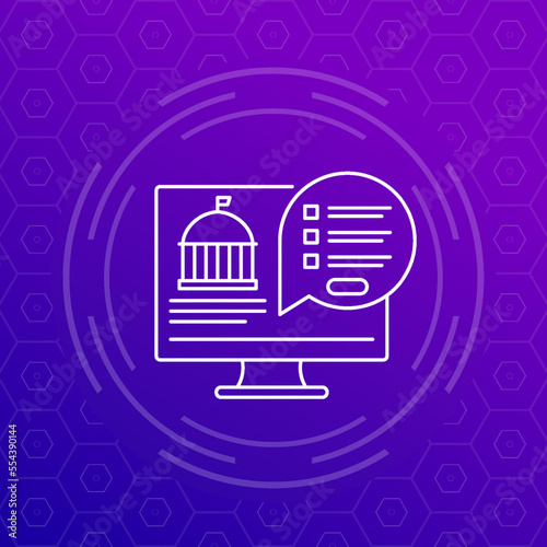 Electronic government line icon for web