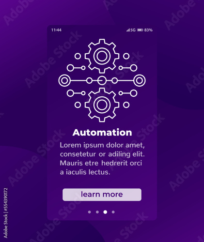 Integration or automation mobile banner with line icon